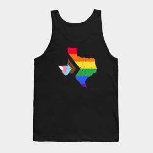 Texas State Pride: Embrace Progress with the Progress Pride Flag Design Tank Top